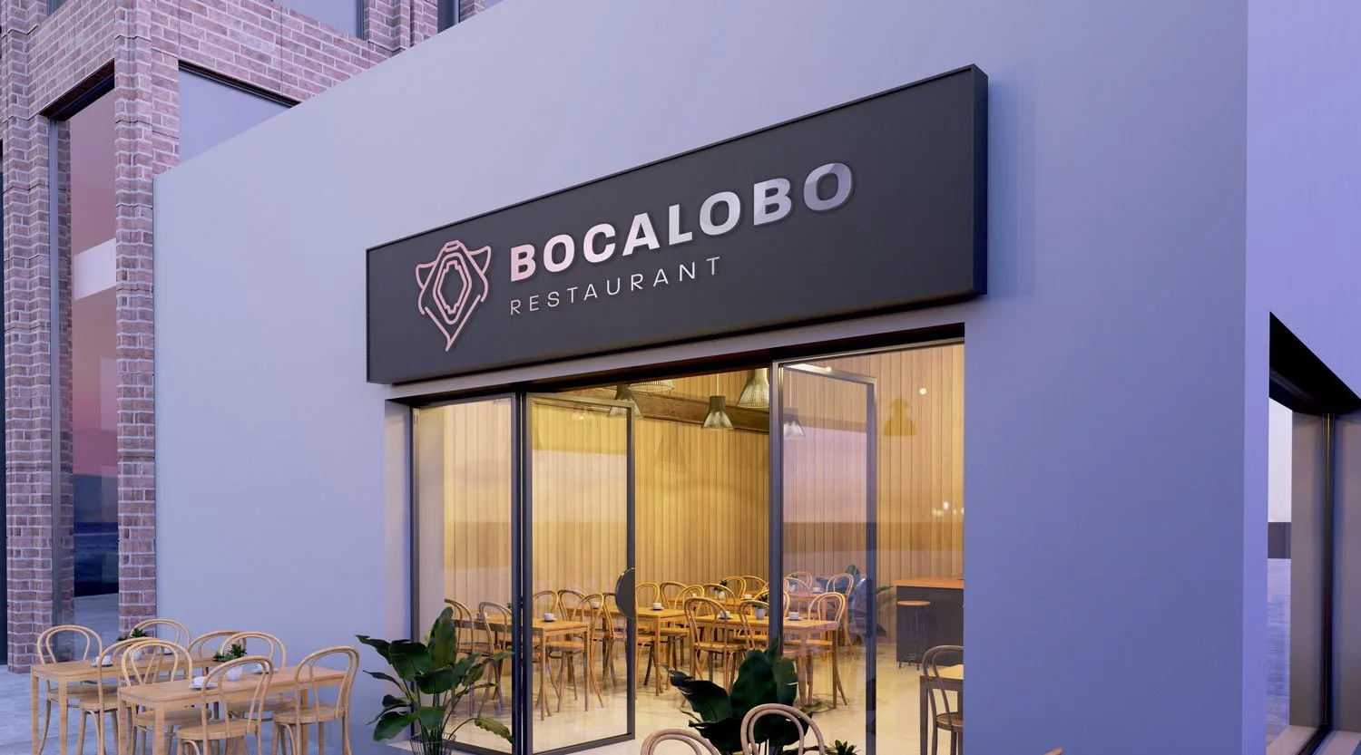 Aplicación de la marca Bocalobo en el restaurante